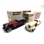 [WHITE METAL]. TWO 1/43 SCALE WESTERN MODELS CARS comprising a No.WMS37, 1933 Chrysler Imperial Le