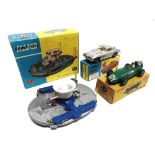 THREE DIECAST MODEL VEHICLES comprising a Dinky No.239, Vanwall Racing Car, green with mid green