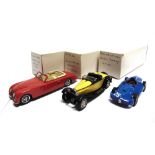 [WHITE METAL]. THREE 1/43 SCALE MODEL CARS comprising a Tin Wizard No.3.03, Bugatti Type 50