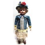 A SOCIETE FRANCAISE DE FABRICATION DE BEBES & JOUETS BISQUE SOCKET HEAD DOLL with a replacement