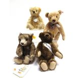 FOUR STEIFF COLLECTOR'S TEDDY BEARS the largest 29cm high, all unboxed.