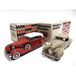 [WHITE METAL]. TWO 1/43 SCALE WESTERN MODELS CARS comprising a No.WMS28, 1933 Cadillac V16