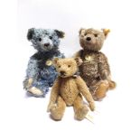 THREE STEIFF COLLECTOR'S TEDDY BEARS the largest 38cm high, all unboxed.