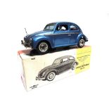 A BANDAI (JAPAN) TINPLATE VOLKSWAGEN SEDAN metallic blue, battery-operated, good condition (not