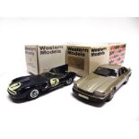[WHITE METAL]. TWO 1/43 SCALE WESTERN MODELS CARS comprising a No.WRK28, 1953 Jaguar E-Type,