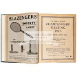 A bound volume of programmes for the All England Lawn Tennis Championships at Wimbledon with a