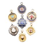 Seven medals relating to football in Yorkshire, comprising: a cased West Riding F.A.