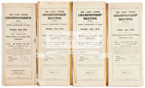 A group of four scarce programme for the All England Lawn Tennis Championships at Wimbledon in 1919,