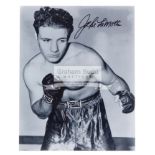 Jake La Motta signed boxing photograph, 10 by 8in.