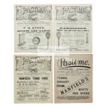 Early tennis magazines, comprising five editions of Pastime dated July 13 1887, July 25 1888,