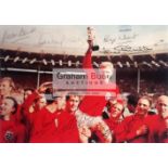 Iconic England 1966 World Cup winner's colour picture signed by 10 of the England players,