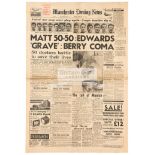A collection of 14 original newspapers with front page & extensive coverage of Manchester United FC