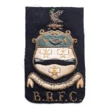 A Blackburn Rovers Football Club blazer badge, initialled B.R.F.C.