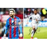 Lionel Messi & Cristiano Ronaldo signed photographs, both 8 by 6in.