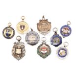 Nine medals relating to football in Southern England, including a cased 9ct.