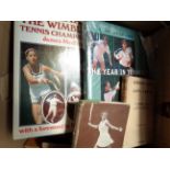 A collection of mostly tennis books, authors including Betty Nutthall, Gordon Lowe, A E Crawley,