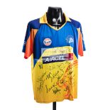 Team-signed 2010 Chennai Super Kings cricket shirt,