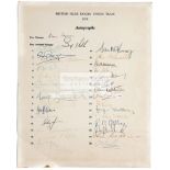 An official autograph sheet for the British Isles Rugby Union team Lions Tour to South Africa in