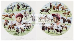 A pair of signed limited edition prints titled "Epsom's Tribute To Lester Piggott",