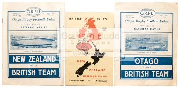 Three rare programmes from the British Lions first tour of New Zealand in 1950,
