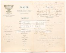 Autographed menu for a dinner in honour of the British 1912 Davis Cup winning tennis team,