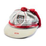 England Youth International football cap 1978, duck egg blue with red tassel & trim,