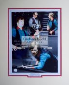 Alex 'Hurricane' Higgins signed 1982 Snooker World Champion photographic print, 14 by 10in.
