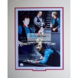 Alex 'Hurricane' Higgins signed 1982 Snooker World Champion photographic print, 14 by 10in.