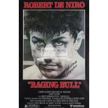 Jake La Motta signed poster for the movie "Raging Bull", the image featuring Robert De Niro,