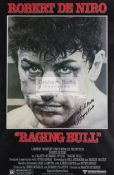 Jake La Motta signed poster for the movie "Raging Bull", the image featuring Robert De Niro,