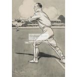 An original Bystander Magazine artwork by James Thorpe (1876-1949) of the Essex cricketer Rev. F.H.