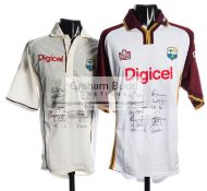 Team-signed West Indies 2007 Tour of England player's Test Match shirt,