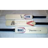 A trio of mini-bats signed by the former England cricketers David Gower, Alec Stewart & Ian Bell,
