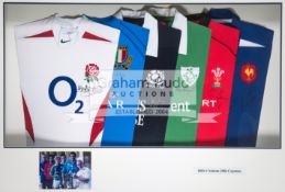 2004 Six Nations Signed Captains' Shirts framed display,