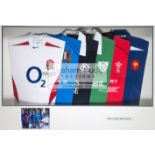 2004 Six Nations Signed Captains' Shirts framed display,