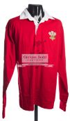 Wales retro rugby jersey signed by Gareth Edwards, J P R Williams, Barry John,