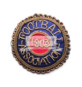 Football Association badge issued to Councillor A.G. Hines for the Bury v Derby County 1903 F.A.