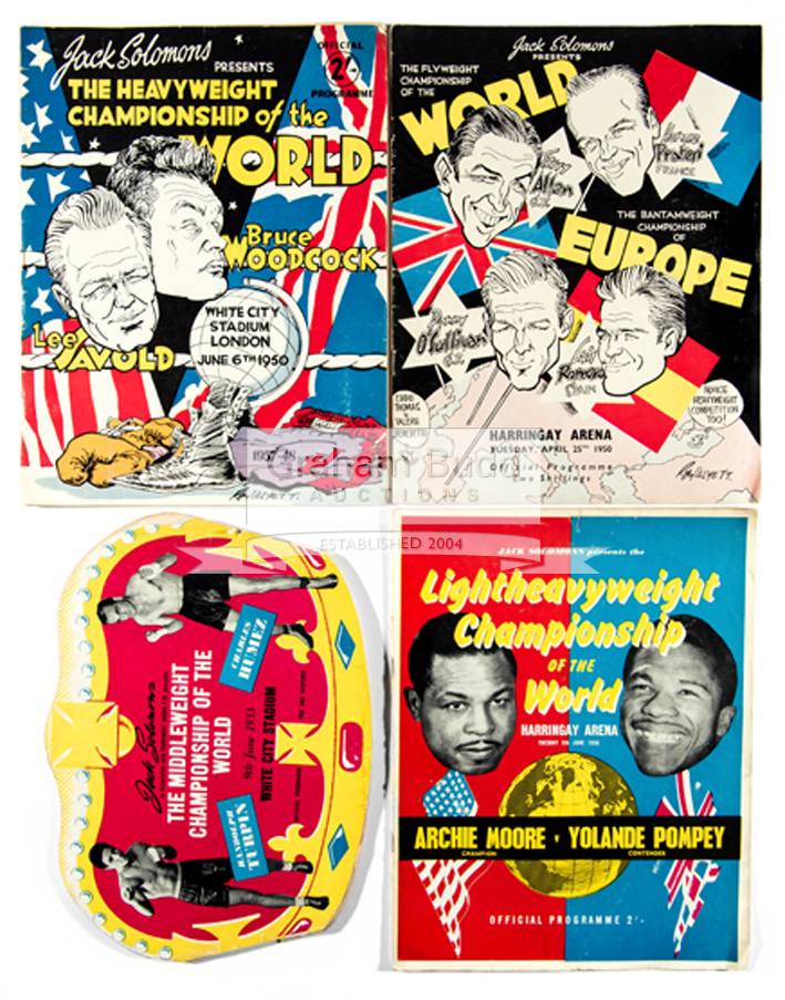 A collection of 84 boxing programmes dating from the late 1940s and 1950s, 36 from the 40s,