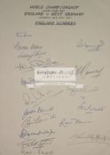 1966 World Cup England Winners headed sheet signed by Alf Ramsey and 17 members of the squad,