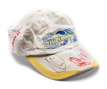 Souvenir cap for the 2005 Sydney International tennis tournament, signed by Lleyton Hewitt,