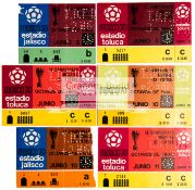 Six 1970 World Cup tickets, Brazil v Czechoslovakia, Italy v Sweden (unused),