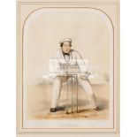 An original coloured lithograph after John Corbet Anderson of the cricketer Tom Lockyer,