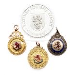 Four medals relating to football in Scotland, including a 9ct.