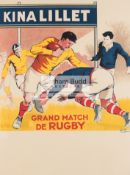 French 1950s rugby poster, titled GRAND MATCH DE RUGBY,