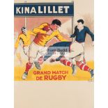 French 1950s rugby poster, titled GRAND MATCH DE RUGBY,