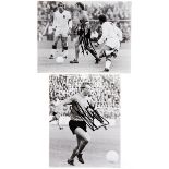 Two Johan Cruyff signed photographs, both 8 1/2 by 6 1/2in.