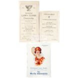 A group of three scarce lawn tennis programmes,