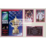 Martin Johsnon signed England 2003 Rugby World Cup winners framed display,