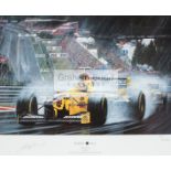 Damon Hill signed 1998 Belgian Grand Prix limited edition print,