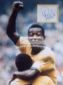 Pele signed photographic presentation, 16 by 12in.